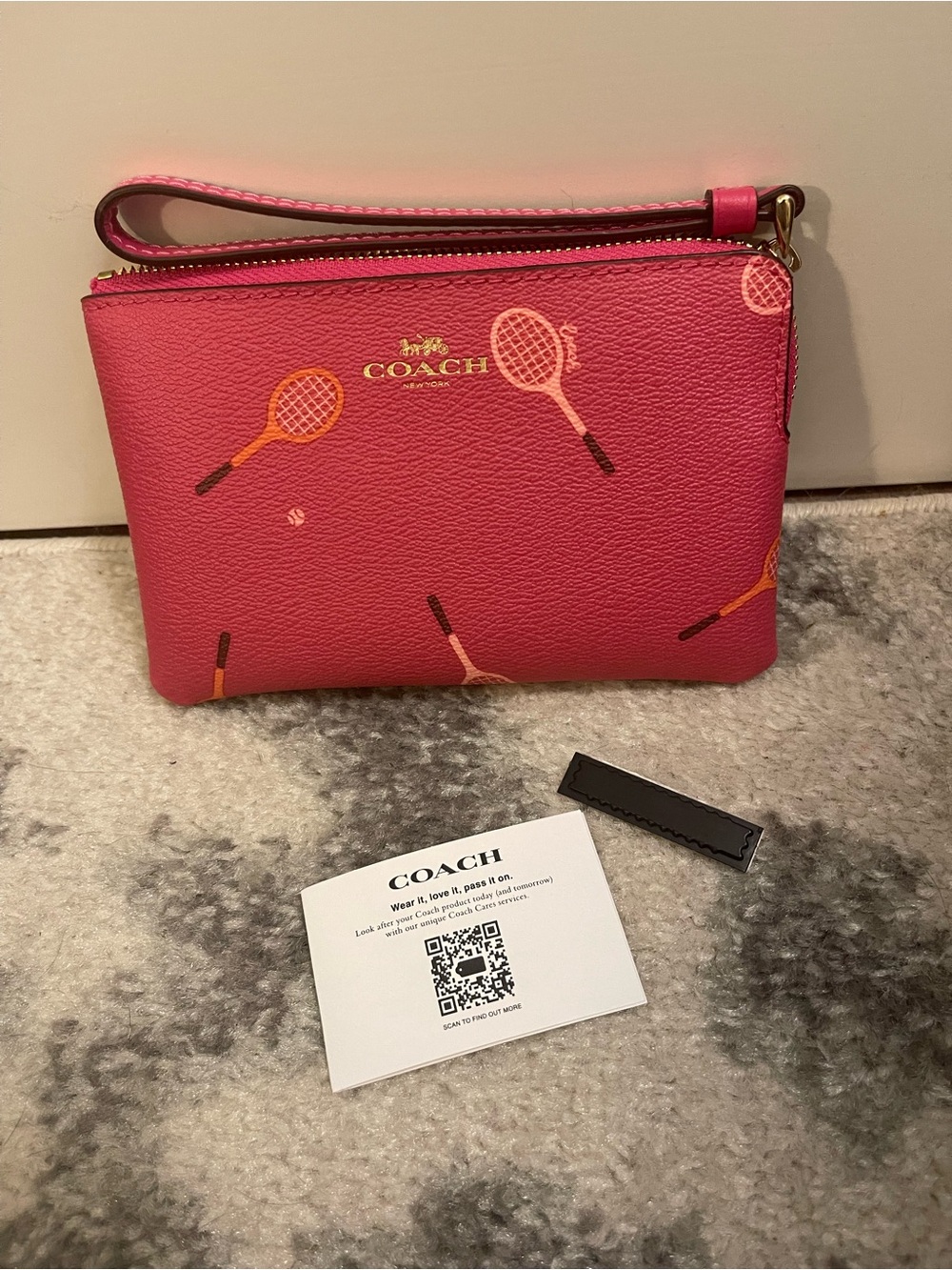 Coach Pink Tennis Print Wristlet